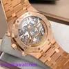 AP pols Watch Montre Royal Oak Series 26240or OO Rose Gold vol goud zwarte plaat heren Mens Fashion Plavice Business Sports Back Transparant Mechanical Watch