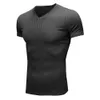 T-shirt à manches courtes sportives et fitness pour hommes, chemise en tricot en v à col en v slim pour hommes