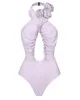 Kvinnors badkläder Purple Halter Neck Backless baddräkt midja utskuren strandkläder Kvinnor Mikro Bikini Mujer Beach Outfits Cover 2024