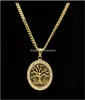 Colliers Retro Tree of Life Iced Out CZ Crystal Gold plaqué PENDANT ACTEUR ACTEUR AVEC LE COLLE DE CUBA CUBA 5 mm 27 pouces J4698802