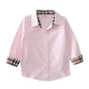 Preppy style kids designer clothes baby boy Clothing spring long sleeve Pure cotton plaid shirt