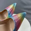 Dress Shoes Tikicup Rainbow Colorful Stiletto Pumps Women Sexy Pointed Toe 12cm Extemely High Heels Ladies Party Club Plus Size