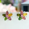 Stud Earrings Earring Jewelry Multicolor Tourmaline Gemstone 3 6mm Silver For Wedding Dating Lady Gift