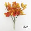 装飾的な花1/4PCSシミュレーションメープルは枝7秋の秋の葉の茎の低木を家のキッチンの装飾用