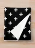 Filtar Swiss Cross Black and White Throw Filt Weighted Picnic