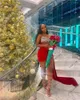 Party Dresses Red Velvet Christmas Prom -klänningar för svarta flickor 2024 sjöjungfrufödelsedagsklänning med pärlstjärnor stropplös hemkomst