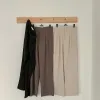 Pantaloni da donna in vita alta pantaloni caduta di sede dritte signore coreane pantaloni di moda abbottini casual sciolti pantaloni neri nuovi