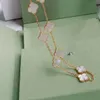 Designer alla moda van v oro placcatura 18k rosa a quattro foglie dieci fiore collana guscia madre bianca femminile e lusso
