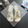 Chinelos plataforma de flor cunhas femininas sapatos 2024 sandálias de verão designer clipe dedo chinelos de praia vestido de praia zapatos mujer slide