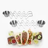 Plates Taco Holder Stand Set With Sauce Bowl Stainless Steel Wave Shape Bar Serving Dishes Portable Pizza Roll Shelf Burrito Chips Rack