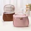 Cosmetic Bags Portable PU Makeup Bag With Handle Toiletry Organizer For Women Waterproof Travel Make Up Pouch Large Capacity Case