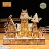 3D Puzzles Ury Novo 3D Halloween Houd Housed House Wooden Puzzle Tree Ghost Tree Light Modelo Kits de Artesanato Decoração Toys Presente Para Crianças Y240415