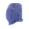 Kvinnors jeans denimshorts för kvinnor 2024 Sommar mode hög midja fransar solid färg avslappnad