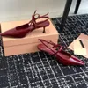 MM Designers Women Brand Buty luksusowe spiczasty palec wieczorowe buty imprezowe Kitten Obcasbacki skórzane pompki sandałowe sandały