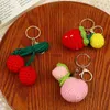 Keychains Lanyards Cute Knitting Fruit Keychain Creative Strawberry Car Keys Keychain Weaved Avocado Keyrings For Bag Accessories