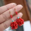 Figurine decorative Taiwan Natural Red Coral Eargrop come regalo di Natale