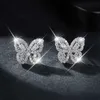 Damen Trendy Fashion Jewelry Girls 925 Sterling Silber All Full Moissanite Butterfly Stud Ohrring