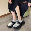 Casual Shoes 2024 Sheep Patent Leather Round Toe Thick Bottom Platform Rhinestone Shiny Fashion Breathable Women Vulcanized