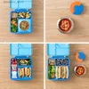 Bento Boxen Omiebox Bento Box für Kinder - Isolierte Lunchbox mit leckerem Thermosfahrt Jar - 3 Fächer Zwei Temperaturzonen L49