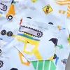 Kläduppsättningar Småbarn Baby Boys Girls Clothes Set Cartoon Excavating Machinery T Shirt +Shorts Pants For Summer Boys Klädkläder Suit Y240415