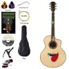 Guitar 41 Inch Acoustic Guitar High Gloss Finish Solid Spruce Wood Top 6 String Solid Sapele Wood Backplane Folk Guitar