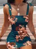 Vestidos casuales Summer Sexy Bodycon Package Hips Vestido Mujeres Mujeres sin mangas Fashion Floral Mini Mujer Skinny Sundress