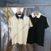 Polos maschile 24SS Europe Mens Shirts Stripe Slipe maglietta di giunzione Magliette uomini Vite Cotone Patchwork Polos Lettera Tshirt Designer Tops Casual Time TEE L49