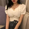 Short Women's Clothing Cross Border 2023 Summer New Slim Fit Sexy T-shirt Foreign Instagram Trendy Bubble Top per donne