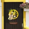 Dekorative Blumen Sonnenblumenkranz Girlande Wand Anhänger wasserdichte Türdekoration künstliche gelbe Blumenblumen für Bienentagsfeiern