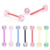 6pcs stal nierdzewna Chwalebny Pierścień Języka Majo 14 g sutka piercing bar brokatowy zestaw sztangowy biżuteria 240409