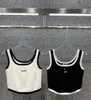 Croped Top T Shirts Women Knits Tank Top Designer Embrodery Vest Sleeveless Breattable Sticked Pullover Womens Sport Tops