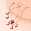 Bracelets de charme Fashion Cherry Love Heart Charms for Women Girls Party Holiday Jewelry Gifts