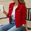 Vêtements féminins en denim en denim Basic-bouton solides couches sur les vestes à manches longues à collier