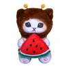 Söt Creative Shark Cat Series Turn Bee Cat Hug Fruit Plush Toy Doll Girl liten gåva