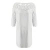 Kvinnor hål ut boho klänning vit vestidos sommar mode spets lösa strandklänningar eleganta damer casual midi 240415