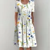 Plus Size Spring och Summer Womens Elegant Large Swing Dress Round Neck Printed Short Sleeve 1729