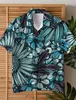 Флоренные гавайские рубашки мужская рубашка ежедневная одежда в выходные дни летние кубинские воротницы короткие рукава 4 -й растягивание ткани 240415