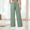 Women's Pants Casual Women Striped Printed Straight High Waisted Drawstring Wide Leg Palazzo Flowy Pantalones Summer Trousers