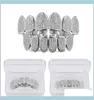 Grillz tandkropp Hip Hop Jewelry Mens Diamond Teeth Personlighet Charms Guld Iced Out Grills Rapper Men Fashion Accessories Drop 5825619