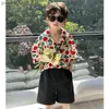 Conjuntos de ropa 2-11T Biños Biños Patrón de floral Patrón floral Camisa de blusa de algodón + trajes cortos de 2 piezas