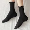 Носки Hosiery 5 пары /лот носков для женщин рюшат хлопковой хлопковой средняя труба лодыжка короткая дышащая черная белая набор весна осень осень