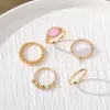 Personlig och överdriven geometrisk oval kreativ rosa ringsetkombination för kvinnlig