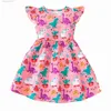 Robes de fille sans manches robe rond à manche pour les bébés filles et fête des enfants tutu dinosaure robe robe nouvelle robe de filles coton nouveau-né appare t240415