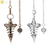 CSJA Metal Pendulum Pendulos RidireSia Cendulums for Downing Divination Spiral Cone Gold Silver Haramid Pendule HE5693375