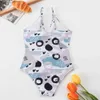 One-Pieces Floral Print Girls One Piece Swimsuit 7-12 ans Summer Kids Swimwear Enfants Beachwear Tie Bathing Front Bathing Costume Adolescent Costumes Y240412