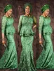 Robes de bal en dentelle verte de taille plus de taille sud-africain perle du cou