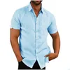 Men'S Casual Shirts 100% Cotton Line Mens Short-Sleeved Summer Solid Color Turn-Down Collar Beach Style Plus Size 220801 Drop Deliver Dhmtf