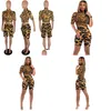 Fomens Rastreos Cheetah Leopard Duas peças Curto para feminino Sport Sport Summer Roupas Crop e roupas de shorts de moto