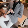 Abiti da uomo blazer maschile di alta qualità in stile britannico magro elegante affari affari casual abito smoking collare girare il pilota ca dh0co