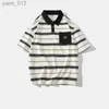 Erkek Tişörtleri Yeni Çizgili Yaz Erkekleri Gevşek Moda Markası Liman Tarzı Denim Kısa Kollu Tişört Bir Polo Gömlek YQ240415